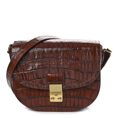3.1 Phillip Lim Calfskin Crocodile Embossed Pashli Saddle Belt Bag Cognac 1 of 10