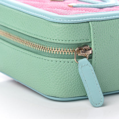 Chanel Caviar Quilted Filigree Vanity Clutch With Chain Pink Light Blue Green 9 of 10