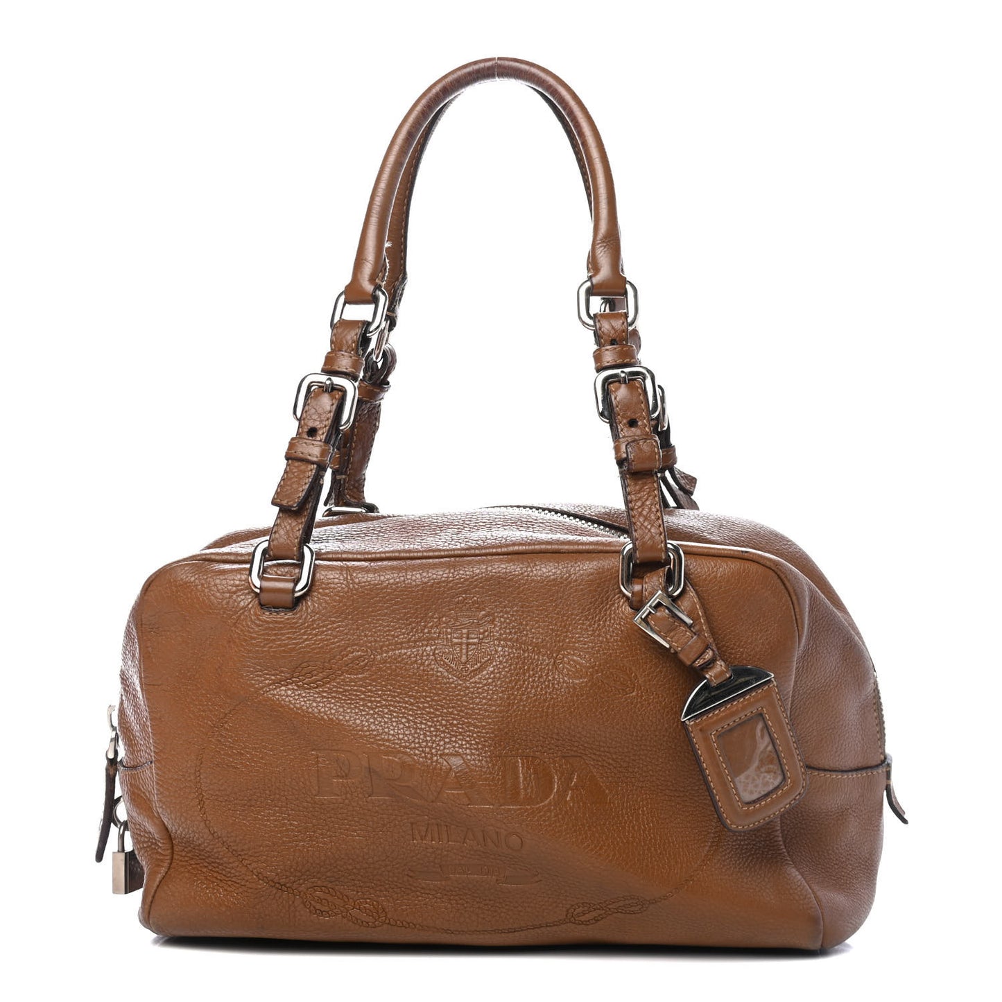 Vitello Daino Embossed Logo Bowler Cuoio