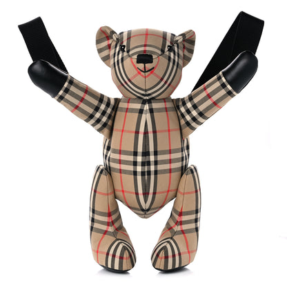 Burberry Cotton Calfskin Check Thomas Bear Belt Bag Archive Beige Black 1 of 8