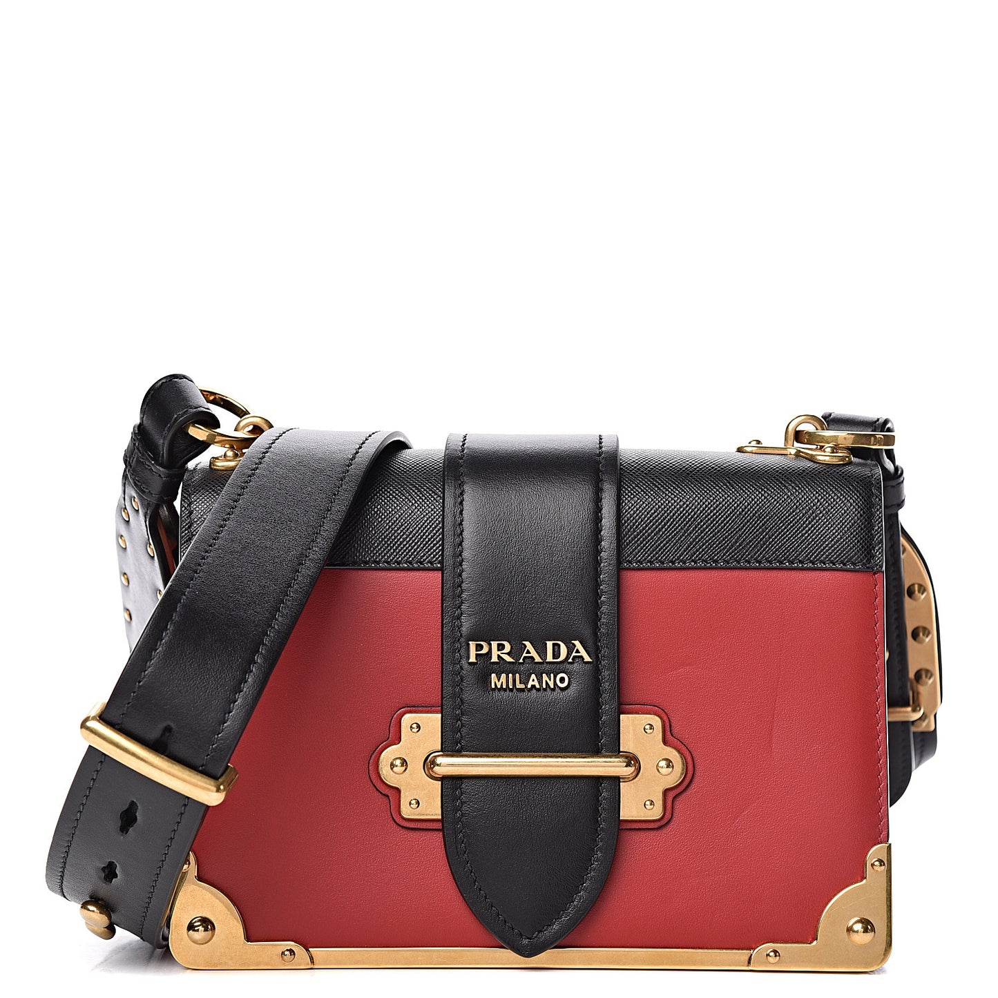 City Calfskin Saffiano Cahier Bag Fuoco Black