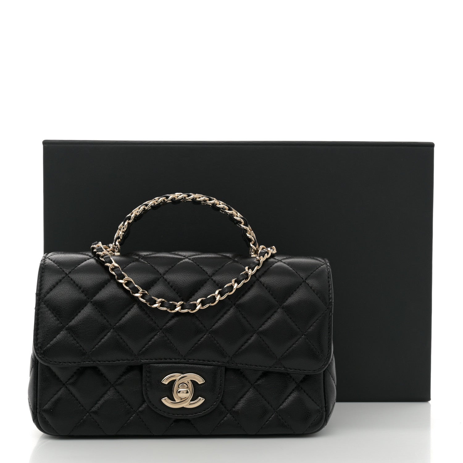 Chanel Lambskin Quilted Mini Crystal Top Handle Rectangular Flap Black 11 of 11