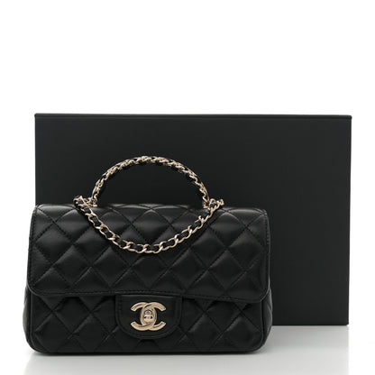 Chanel Lambskin Quilted Mini Crystal Top Handle Rectangular Flap Black 11 of 11