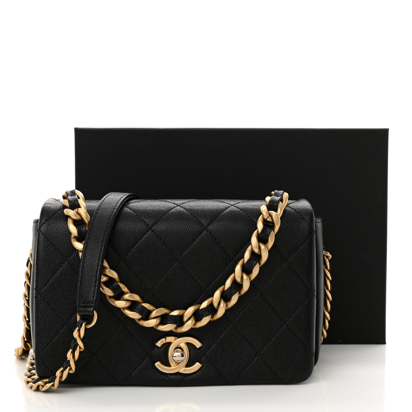 Caviar Quilted Small Fashion Therapy Flap Bag Black