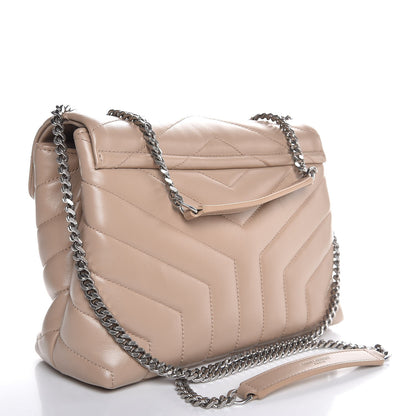 Saint Laurent Calfskin Y Quilted Monogram Small Loulou Chain Satchel Dark Beige 4 of 9