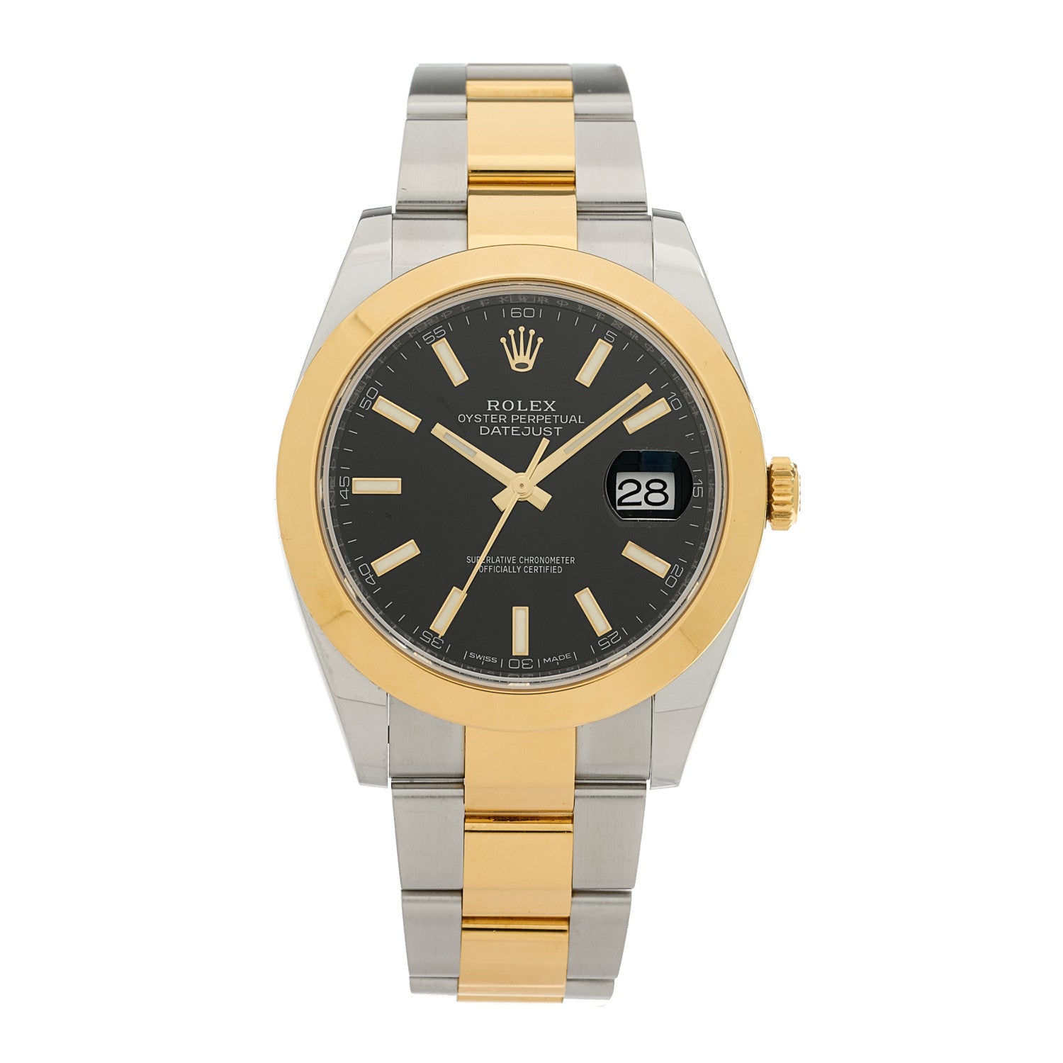 Rolex Stainless Steel 18K Yellow Gold 41mm Oyster Perpetual Datejust Watch Black 126303 1 of 5