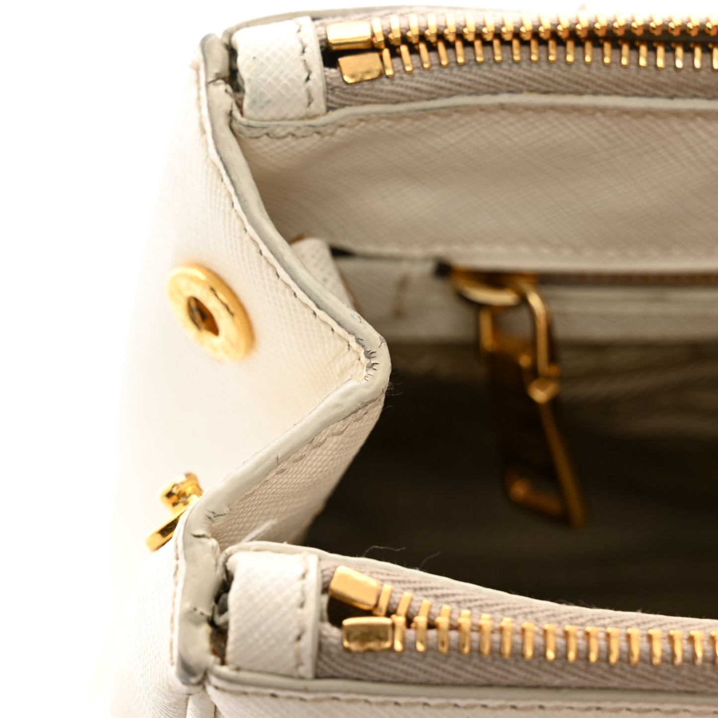Saffiano Lux Small Galleria Double Zip Tote White