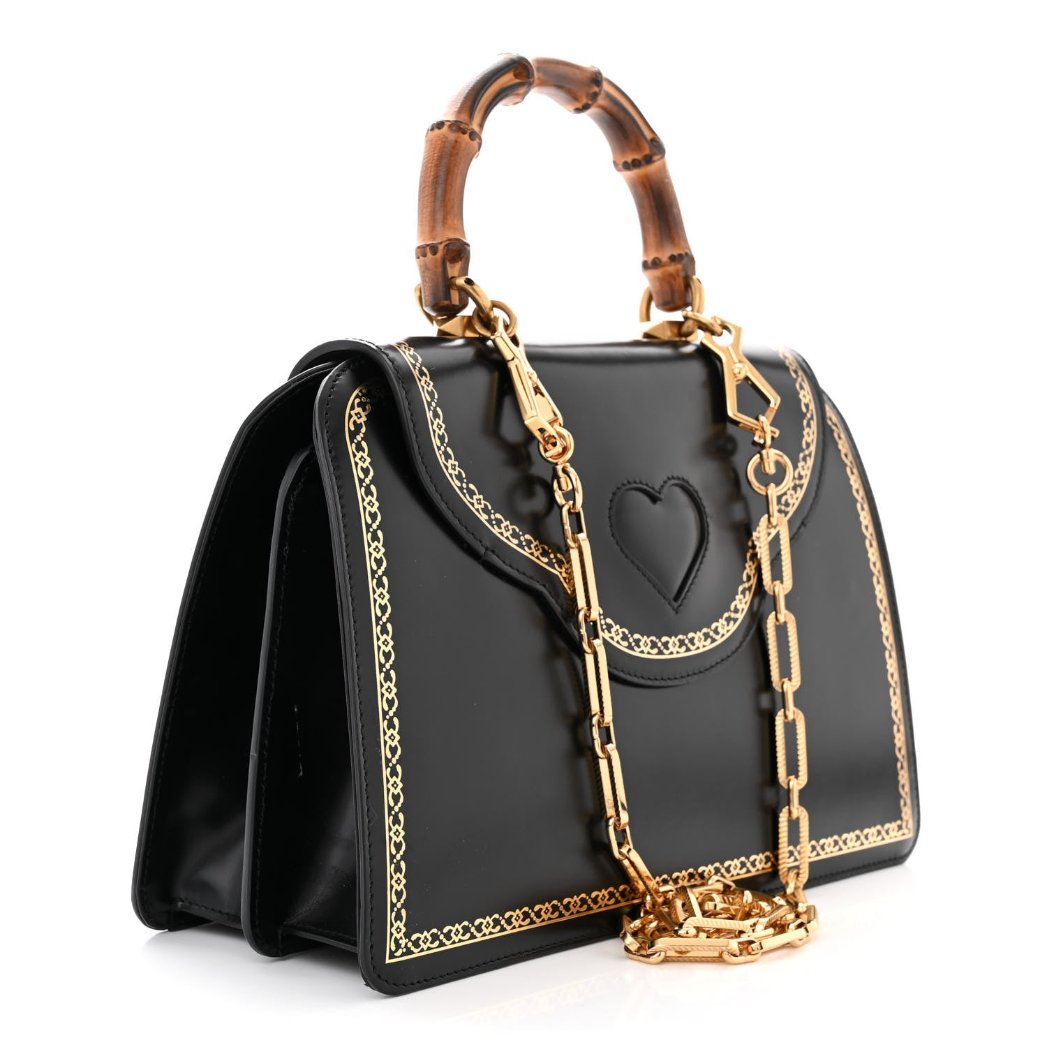 Gucci Calfskin Bamboo Medium Thiara Top Handle Bag Black 3 of 14