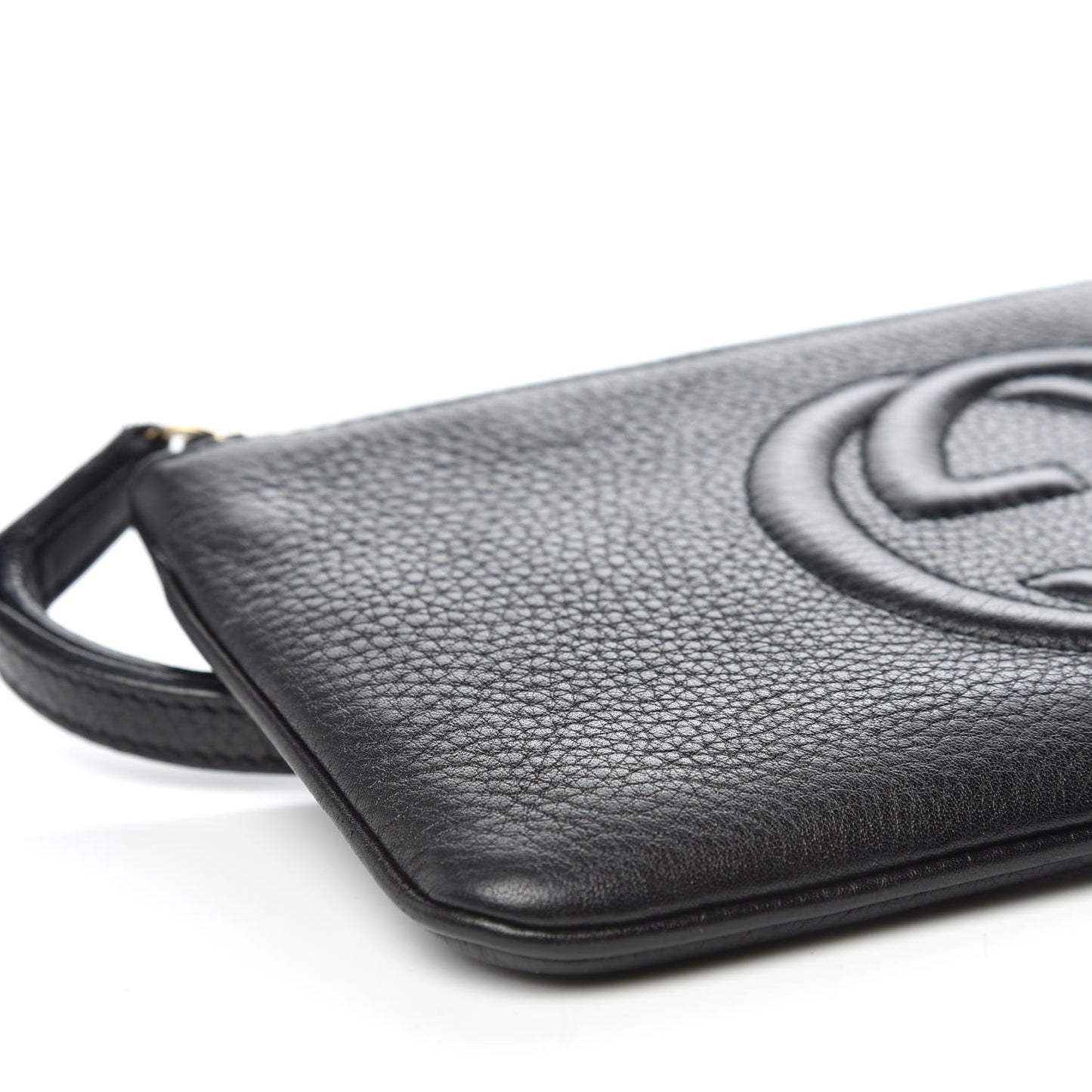 Pebbled Calfskin Soho Wristlet Black