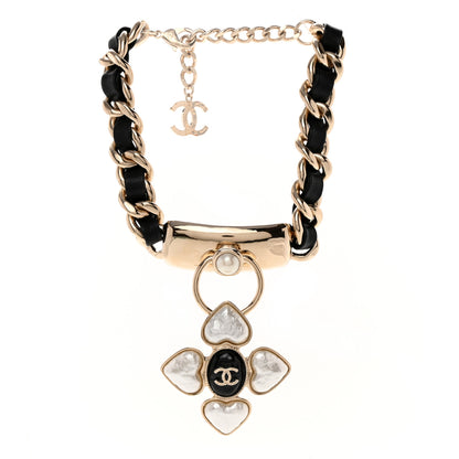 Chanel Lambskin Pearl Resin CC Choker Gold Black 3 of 5