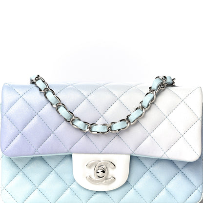 Chanel Perforated Lambskin Quilted Mini Rectangular Flap Light Blue Light Purple White 8 of 11