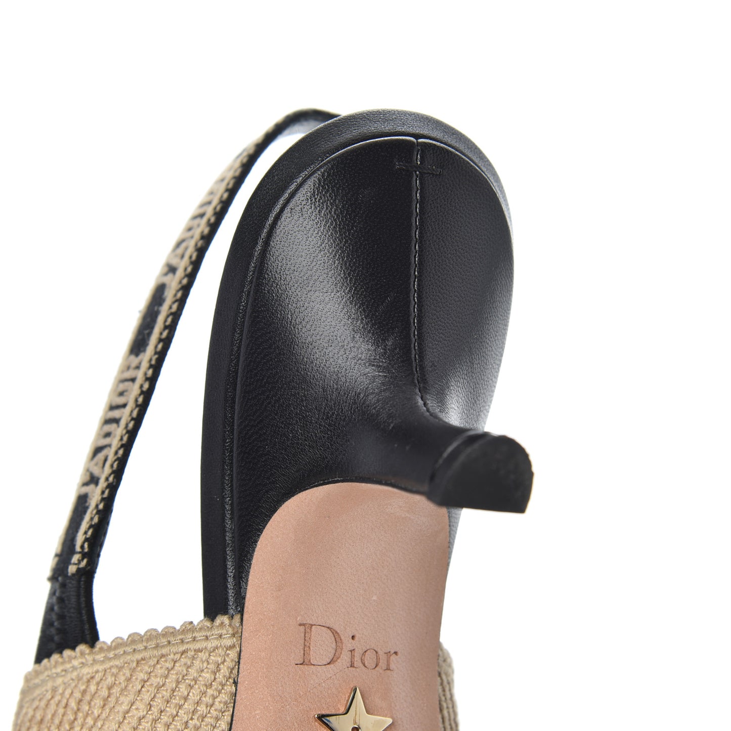 Natural Canvas Ribbon J'Adior Slingback 65mm Pumps 36 Black Cream