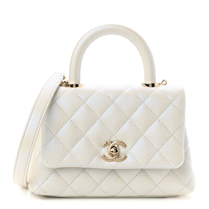 Chanel Iridescent Caviar Quilted Extra Mini Coco Handle Flap Ivory 1 of 10