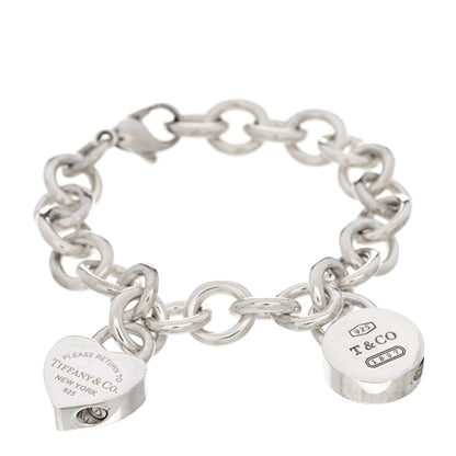 Tiffany Sterling Silver Heart Lock 2 Charm Bracelet 1 of 3