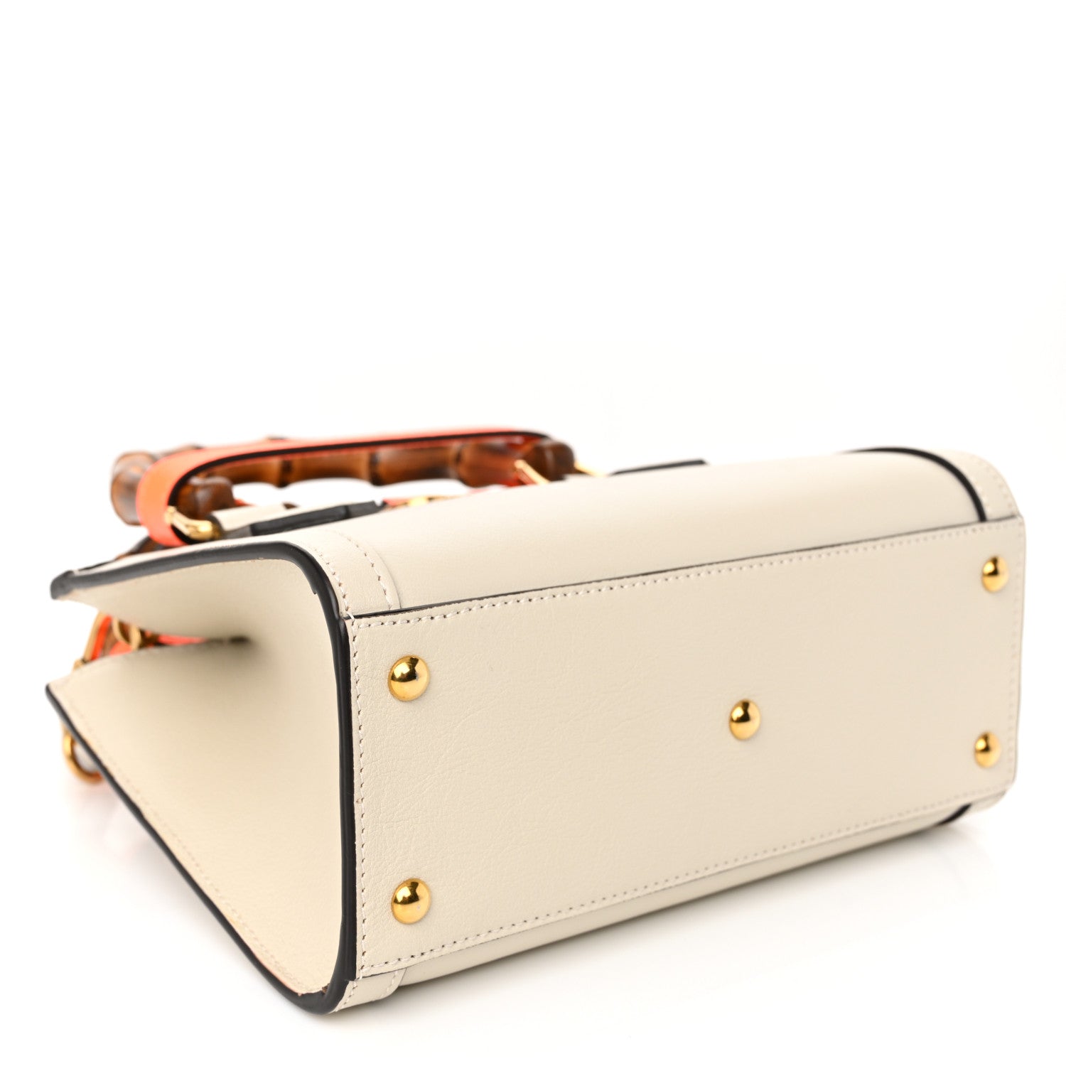 Gucci Wonka Grain Calfskin Mini Diana Tote Bag Mystic White Orange Fluo 4 of 11