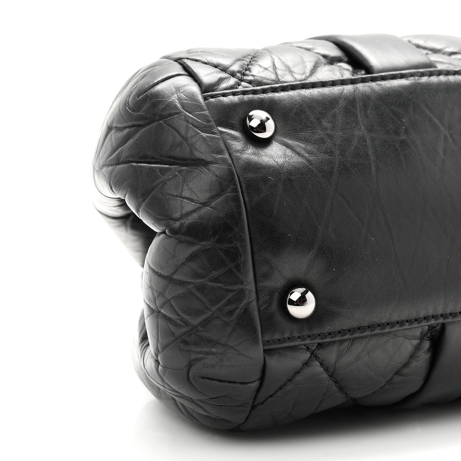 Chanel Distressed Lambskin Lady Braid Frame Bowler Black 9 of 11