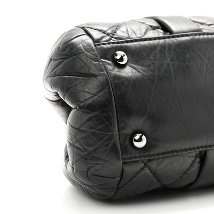 Chanel Distressed Lambskin Lady Braid Frame Bowler Black 9 of 11