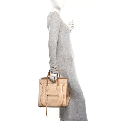 Celine Snakeskin Medium Phantom Luggage Beige 2 of 12