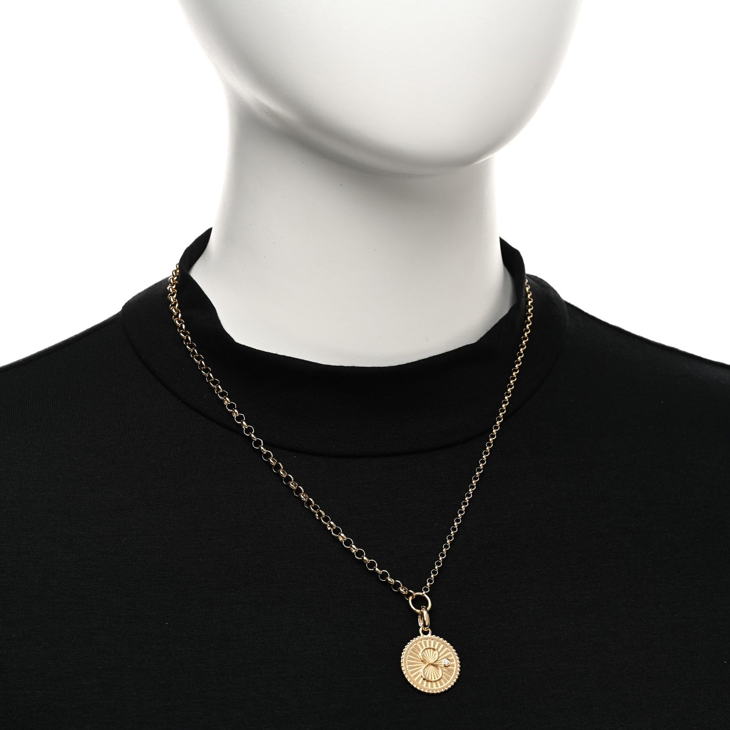 18K Yellow Gold Diamond Medium Karma Open Belcher Chain Necklace