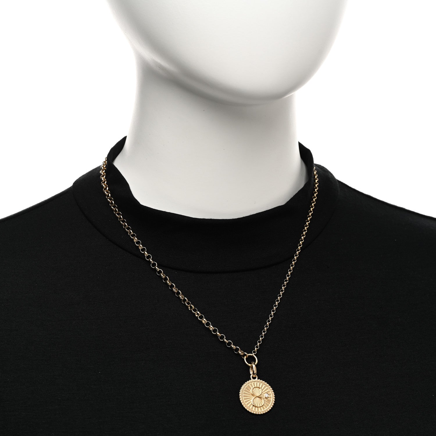 Foundrae 18K Yellow Gold Diamond Medium Karma Open Belcher Chain Necklace 2 of 6