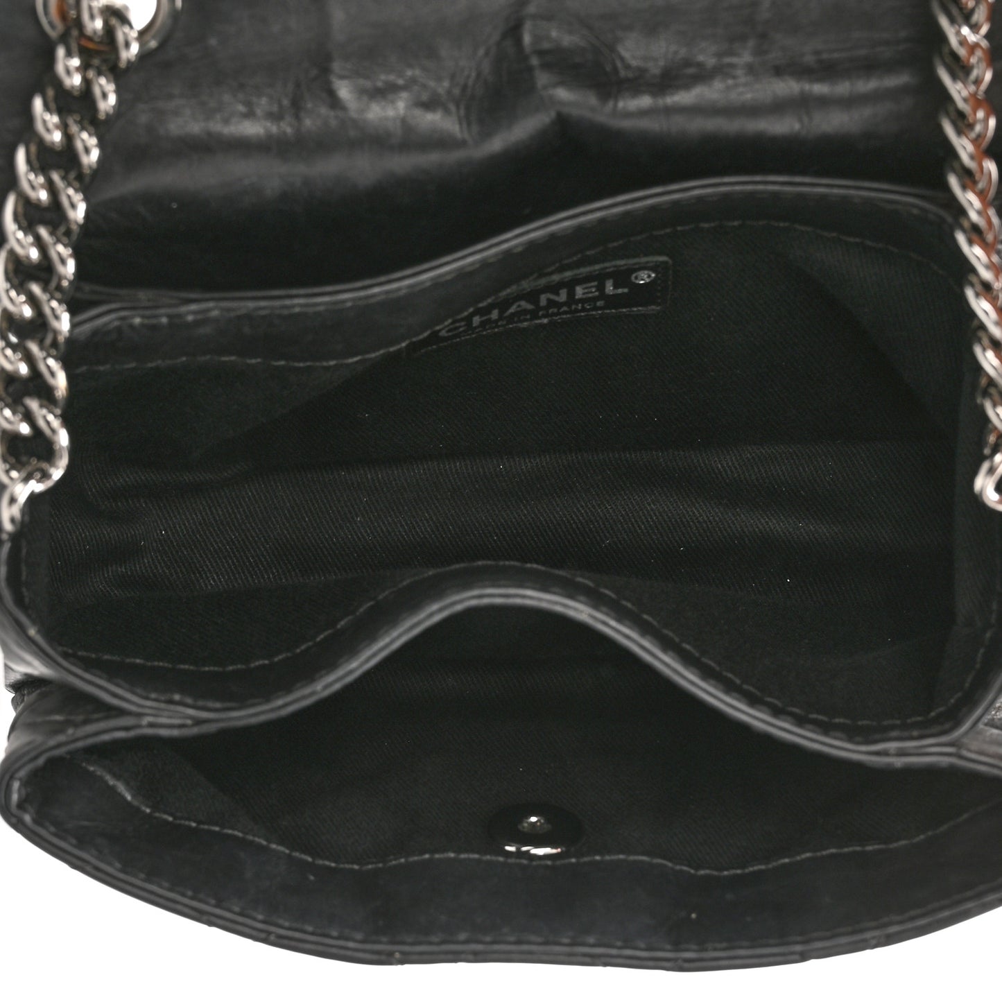 Aged Calfskin Quilted Mini Lady Pearly Flap Black