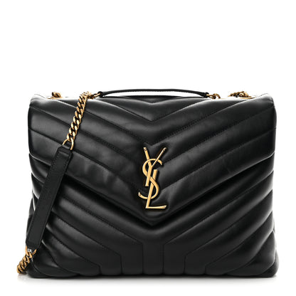 Saint Laurent Calfskin Y Quilted Monogram Medium Loulou Chain Satchel Black 1 of 12