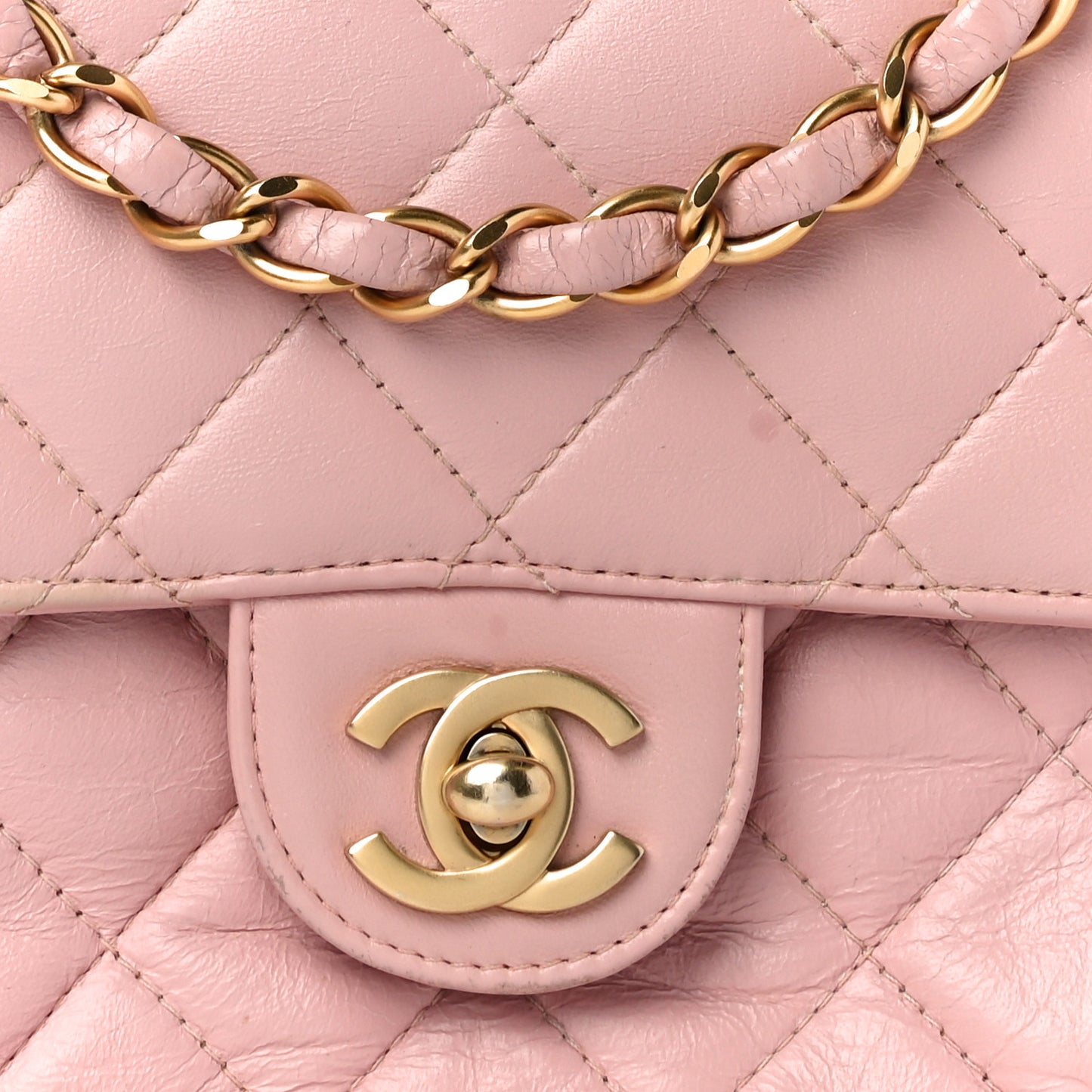 Lambskin Quilted Mini Square Flap Bag Light Pink
