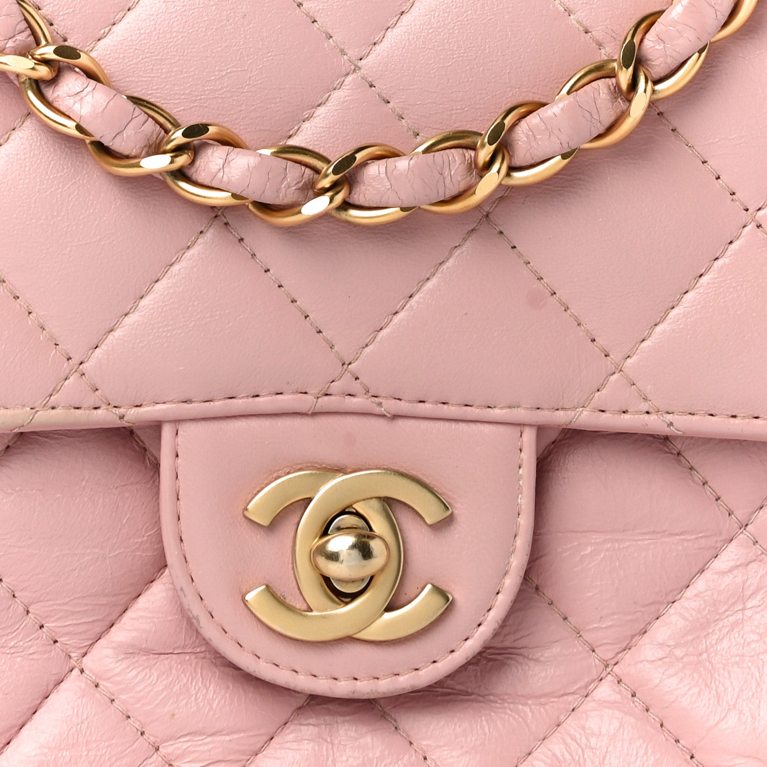Chanel Lambskin Quilted Mini Square Flap Bag Light Pink 8 of 14