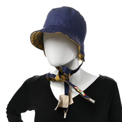 Gucci Monogram Multicolor Reversible Self-Tie Bucket Hat XL Yellow Blue 10 of 15