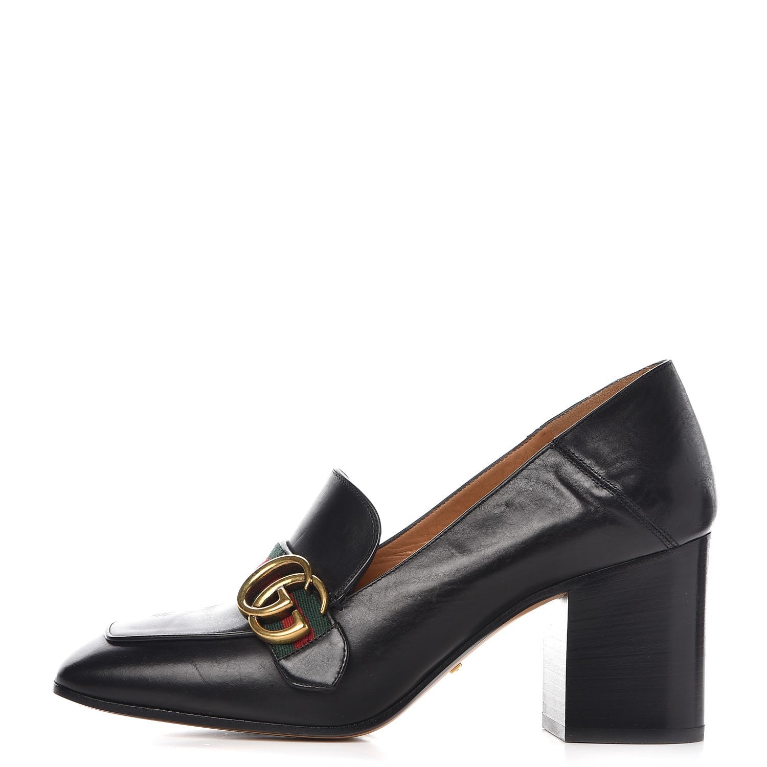 Gucci Calfskin Web Peyton Loafer Pumps 39 Black 1 of 17