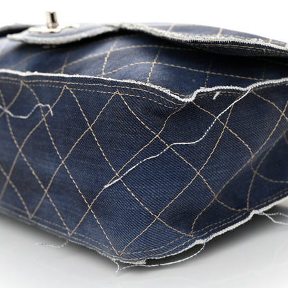 Chanel Denim Quilted Jumbo Pompom Flap Dark Blue 10 of 10