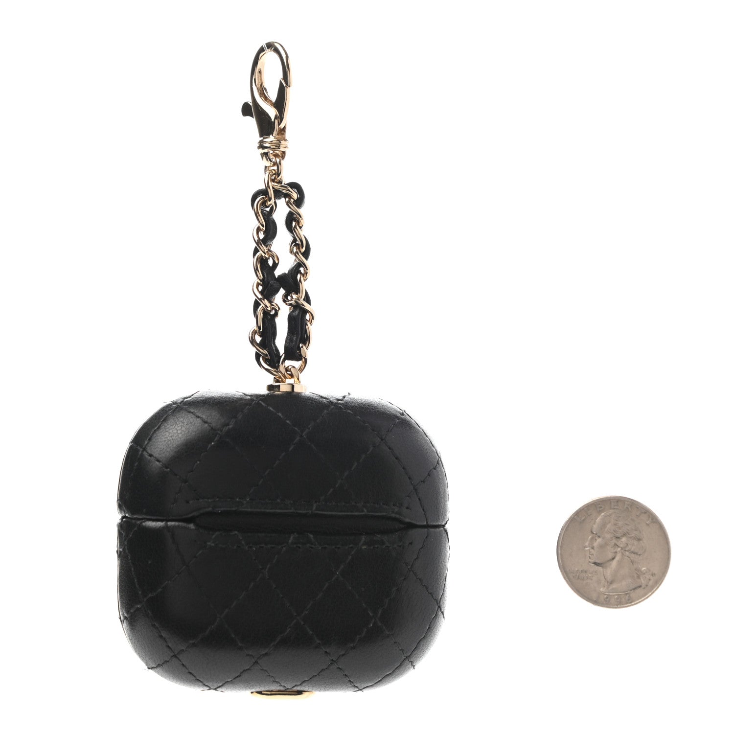 Chanel Lambskin Quilted Airpods Pro Case With Chain Black 2 of 7