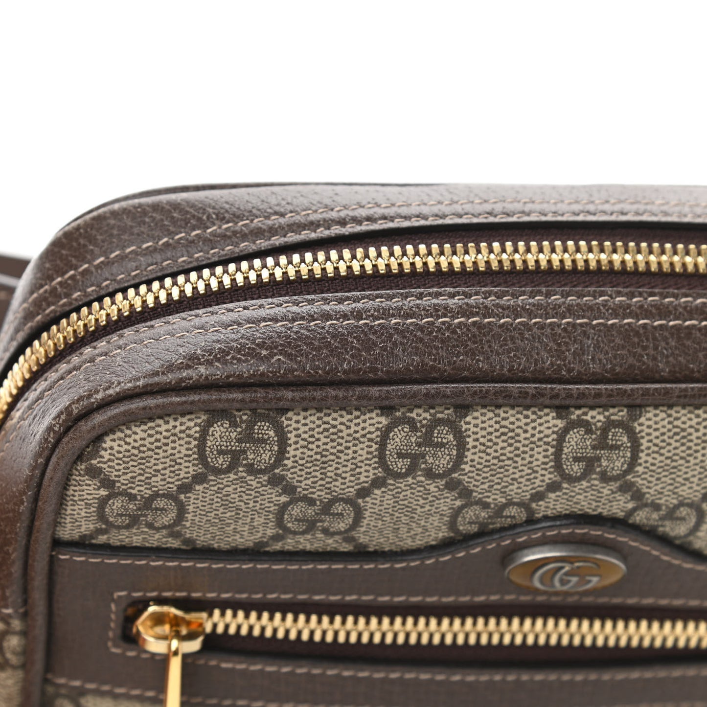 GG Supreme Monogram Web Small Ophidia Belt Bag 85 34 Dark Brown