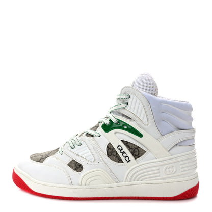 Gucci Demetra GG Supreme Monogram Womens Basket High Top Sneakers 39 Great White Beige Ebony 1 of 10