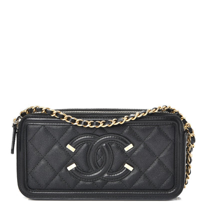 Chanel Caviar Quilted CC Filigree Clutch With Chain Black 1 of 10