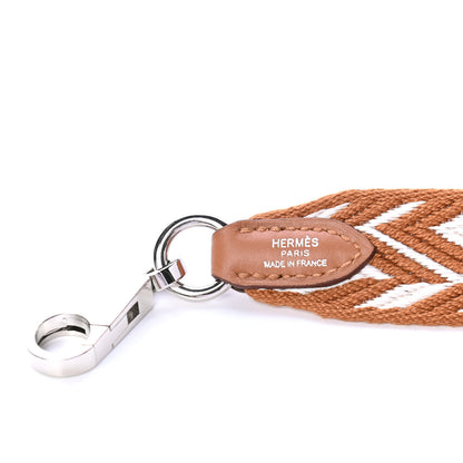 Hermes Toile Swift 25mm Sangle ZigZag Shoulder Strap Gold White 3 of 4
