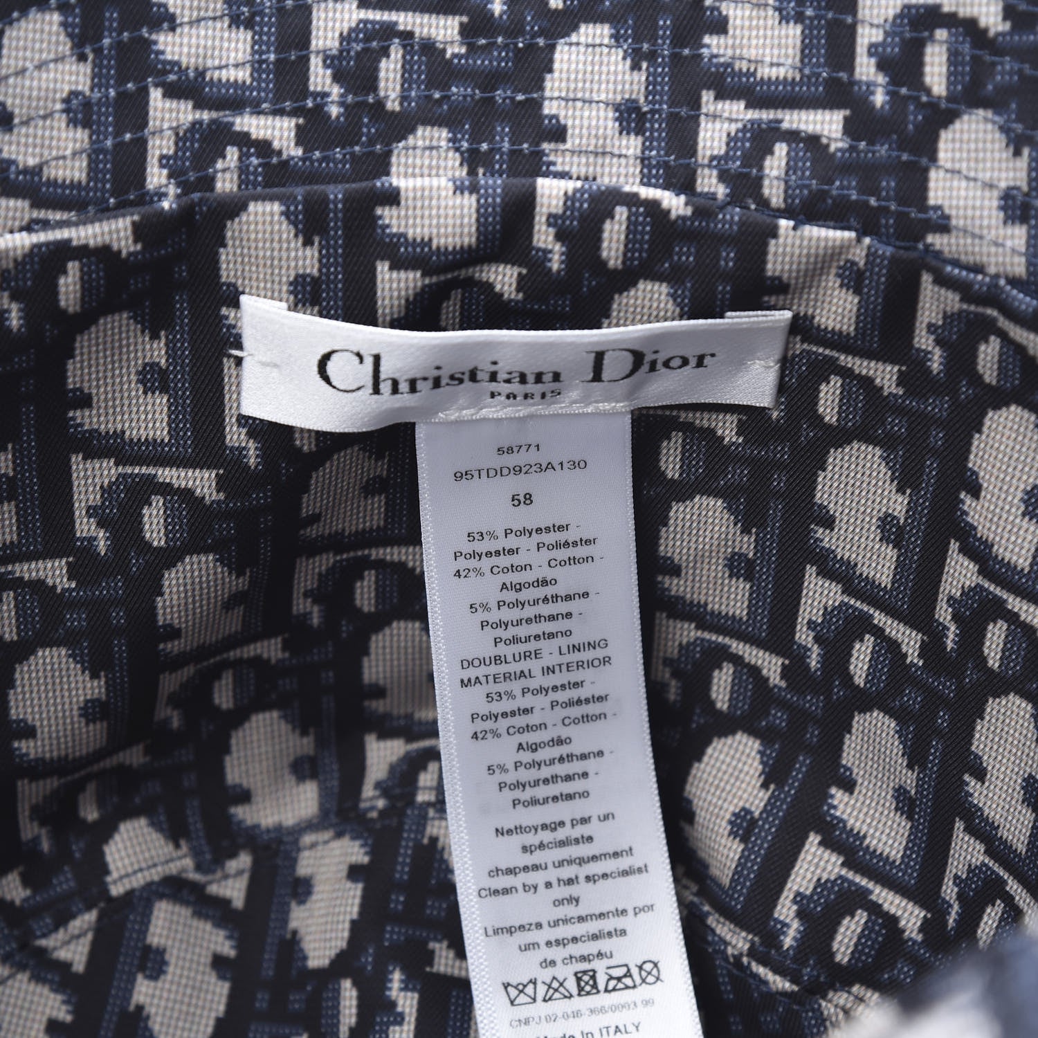 Christian Dior Oblique Reversible Teddy-D Brim Bucket Hat 58 Blue 10 of 11