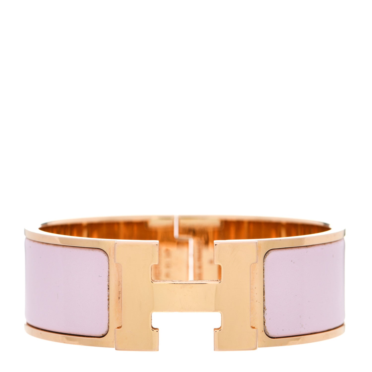 Hermes Enamel Wide Clic Clac H Bracelet PM Rose Dragee 1 of 9