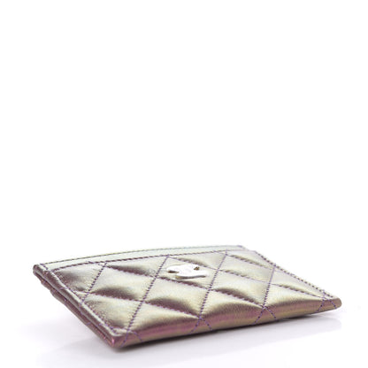Chanel Iridescent Lambskin Quilted Card Holder Purple 4 of 9