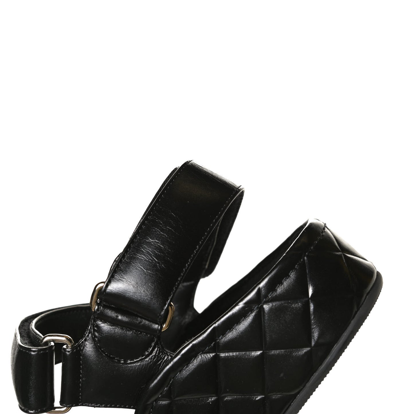 Shiny Calfskin Logo Platform Sandals 38 Black