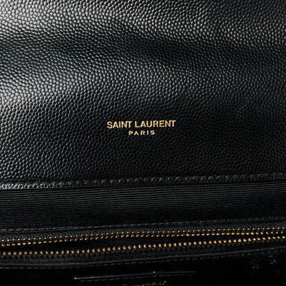 Saint Laurent Grain De Poudre Textured Mixed Matelasse Large Triquilt Monogram Satchel Black 6 of 11