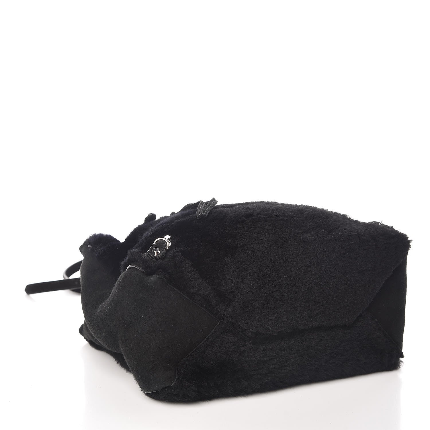 Balenciaga Shearling Suede Classic Silver Hardware Papier Mini A4 Tote Black 4 of 9