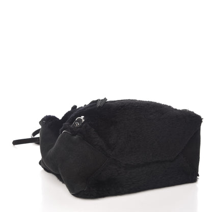 Balenciaga Shearling Suede Classic Silver Hardware Papier Mini A4 Tote Black 4 of 9