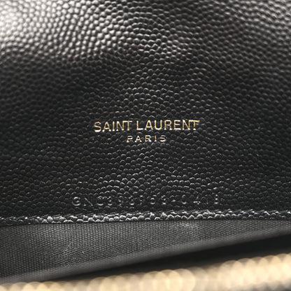 Saint Laurent Grain De Poudre Matelasse Chevron Monogram Envelope Chain Wallet Black 7 of 15