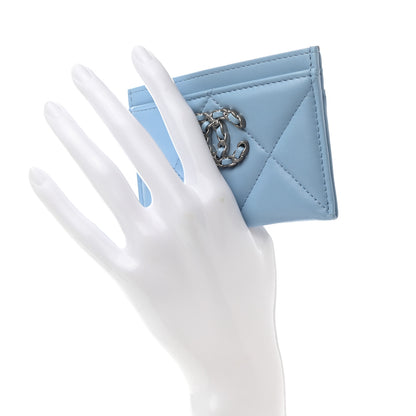 Chanel Lambskin Quilted Chanel 19 Card Holder Blue 2 of 8