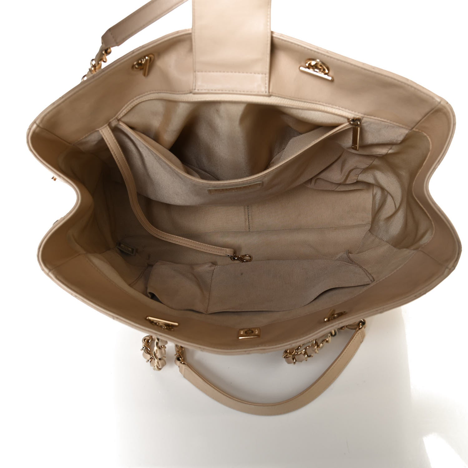 Chanel Calfskin Quilted Large CC Shopping Tote Beige 5 of 10