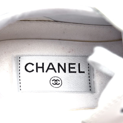 Chanel Suede Calfskin Fabric CC Sneakers 38.5 White 9 of 11