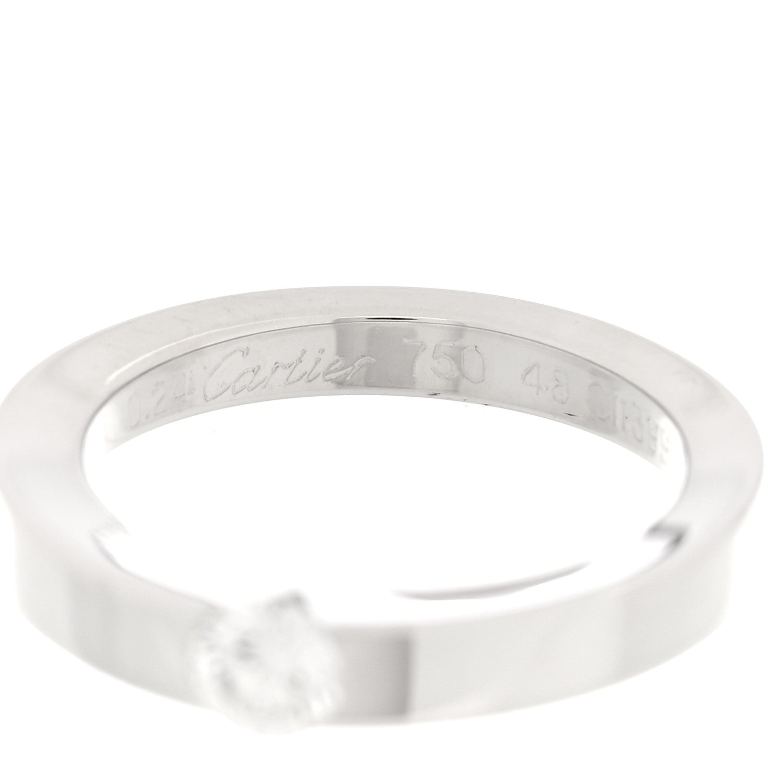 Cartier 18K White Gold Diamond .24ct Date Solitaire Ring 48 4.5 4 of 4