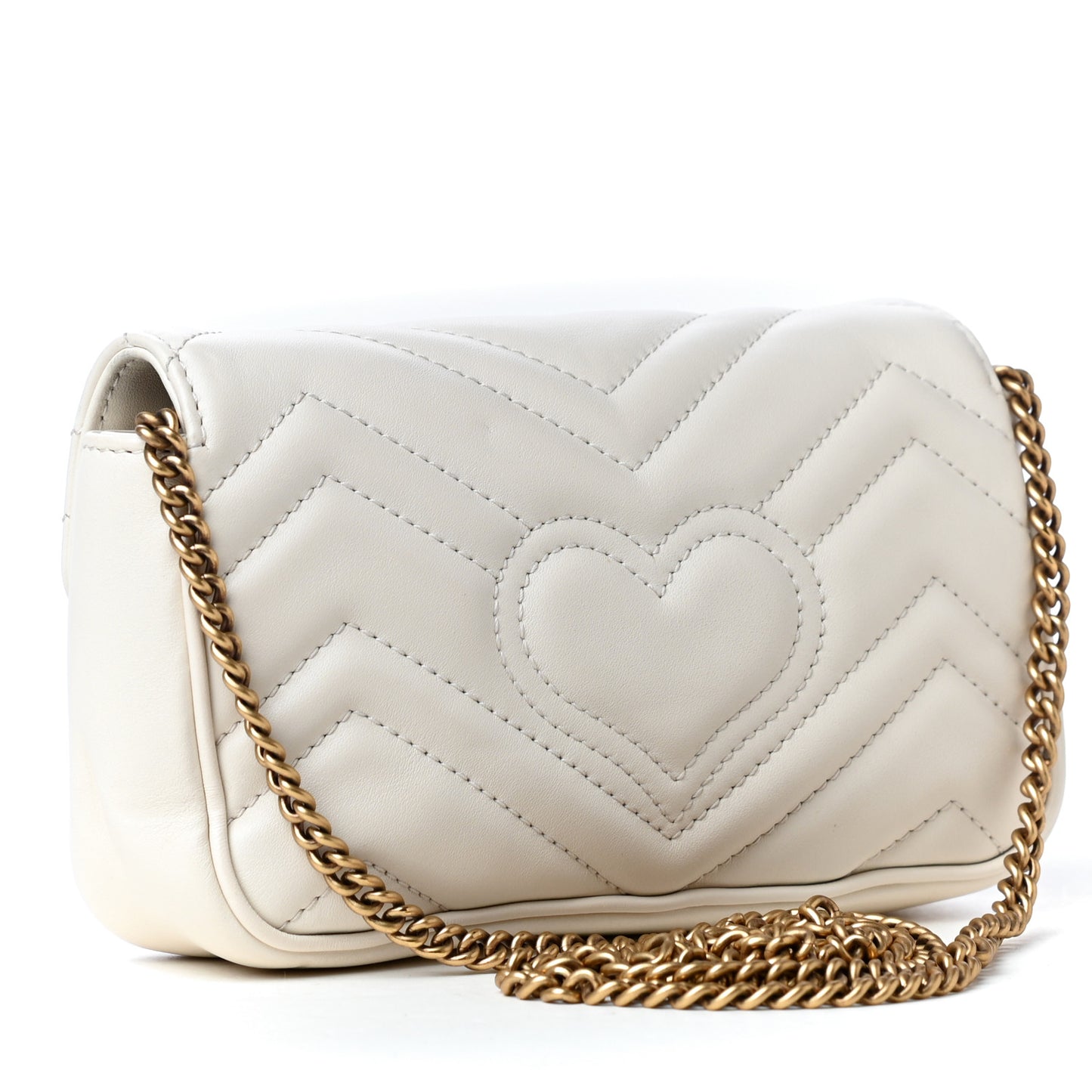 Calfskin Matelasse Super Mini GG Marmont Shoulder Bag White