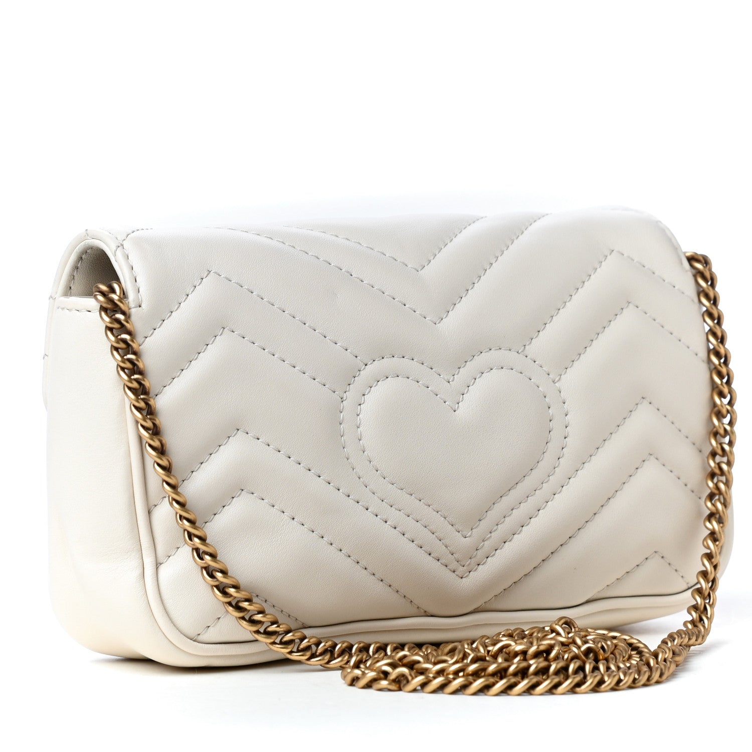 Gucci Calfskin Matelasse Super Mini GG Marmont Shoulder Bag White 2 of 4